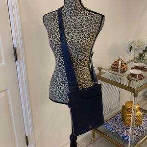 Radley London blue leather envelope shaped crossbody rose gold hardware new